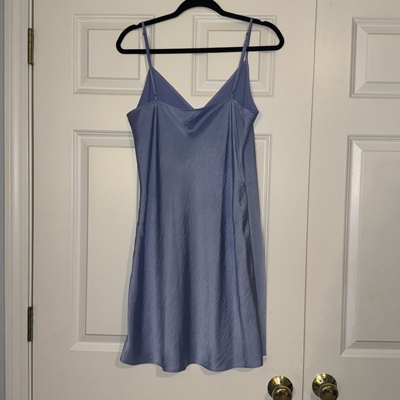 Aritzia Wilfred Only Slip Mini Dress Sz L Soft Iris - Picture 4 of 6
